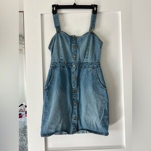 Billabong Overall Button Up Blue Denim Mini Dress Size Medium
